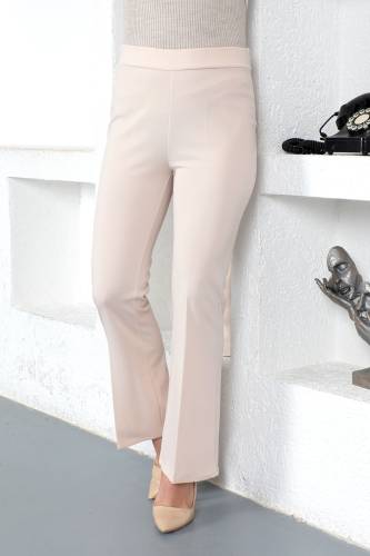Beli Lastikli İspanyol Paça Pantolon TSD230237 Bej 