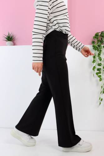 Beli Lastikli İspanyol Paça Pantolon TSD230237 Siyah - 2
