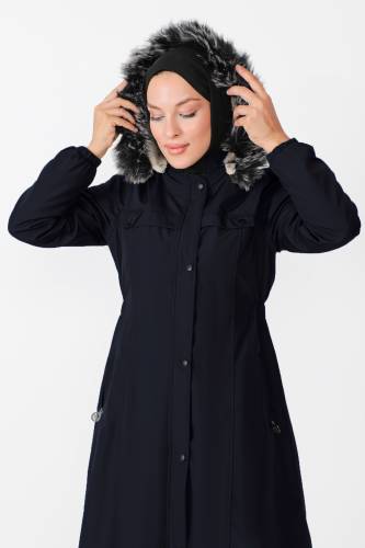 Beli Lastikli Mont TSD230818 Lacivert - Tesettür Dünyası (1)