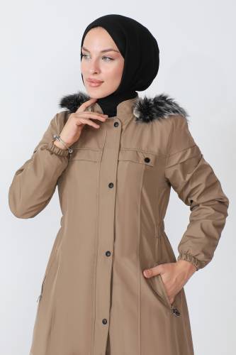 Beli Lastikli Mont TSD230818 Vizon - Tesettür Dünyası (1)