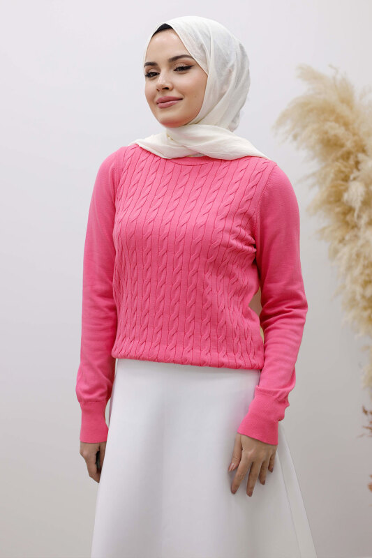 Bisiklet Yaka Bluz TSD250261 Pembe - 1