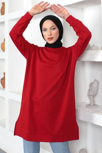 Bisiklet Yaka Sweatshirt TSD230345 Bordo 