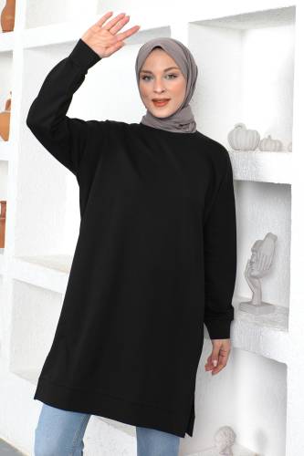 Bisiklet Yaka Sweatshirt TSD230345 Siyah 