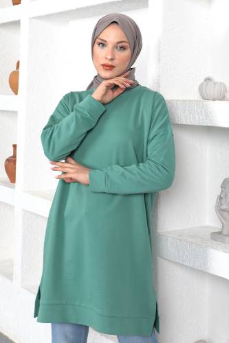 Bisiklet Yaka Sweatshirt TSD230345 Mint Yeşili 