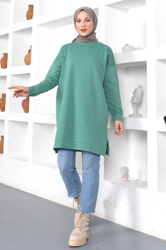 Bisiklet Yaka Sweatshirt TSD230345 Mint Yeşili - 4