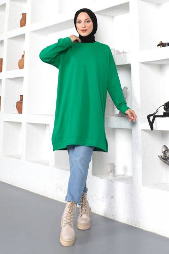 Bisiklet Yaka Sweatshirt TSD230345 Yeşil - Tesettür Dünyası (1)