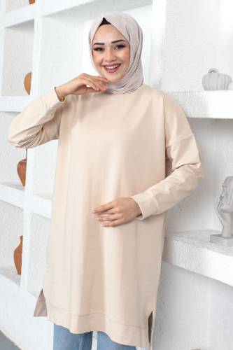 Bisiklet Yaka Sweatshirt TSD230376 Bej 