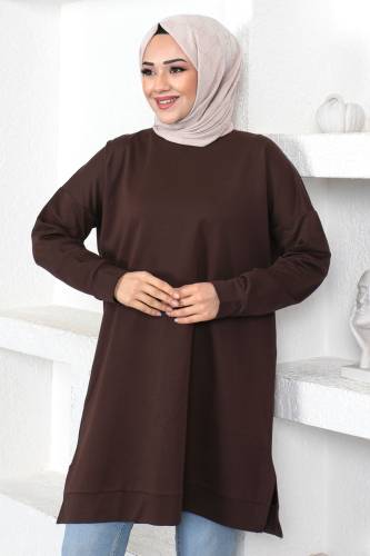 Bisiklet Yaka Sweatshirt TSD230376 Kahverengi 