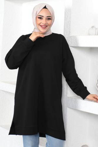 Bisiklet Yaka Sweatshirt TSD230376 Siyah 