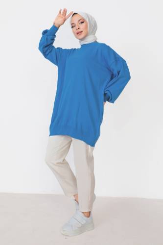 Bisiklet Yaka Triko Tunik TSD230216 Mavi - 4