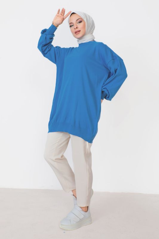 Bisiklet Yaka Triko Tunik TSD230216 Mavi - 4