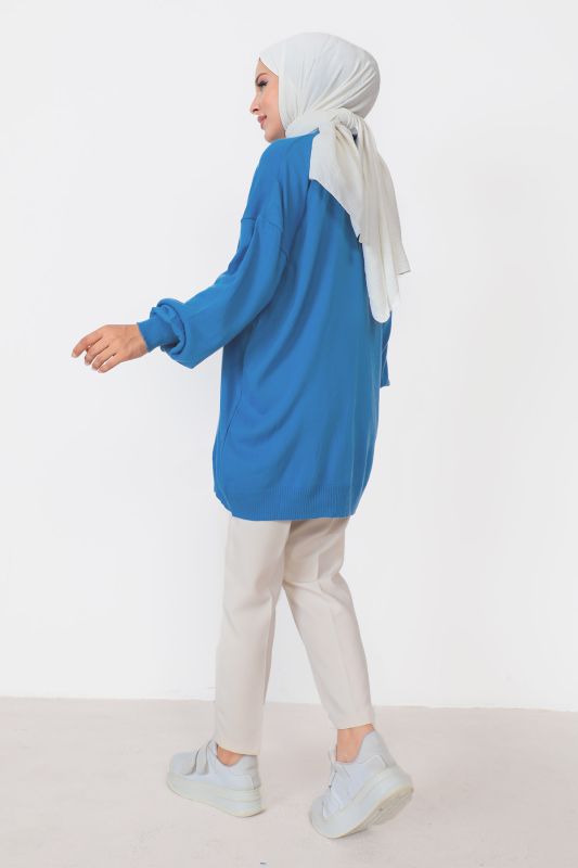 Bisiklet Yaka Triko Tunik TSD230216 Mavi - 5