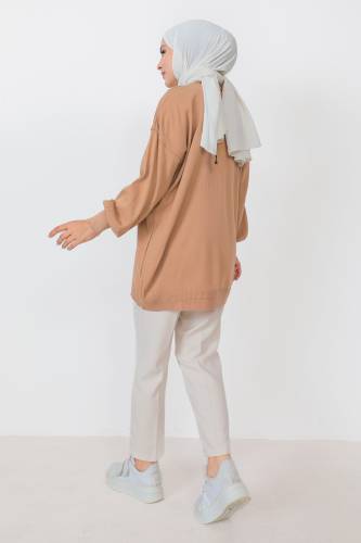 Bisiklet Yaka Triko Tunik TSD230216 Vizon - 5