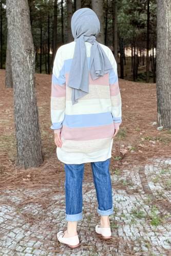 Blok Renkli Triko Tunik TSD220904 Mavi - 5