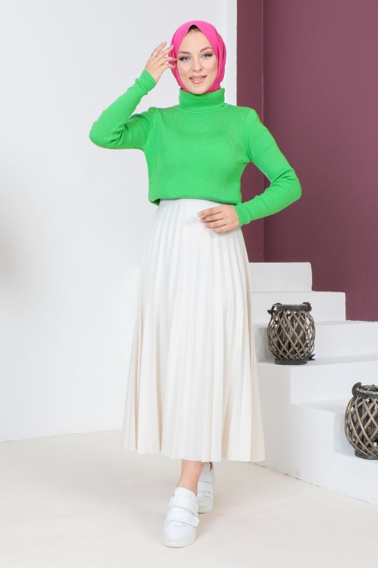 Boğazlı Triko Bluz TSD230723 Neon Yeşili - Tesettür Dünyası (1)