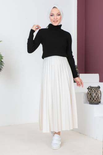 Boğazlı Triko Bluz TSD230723 Siyah - Tesettür Dünyası (1)