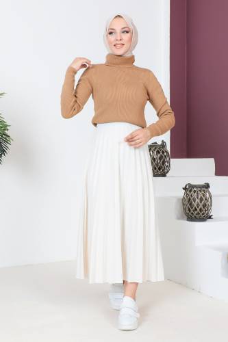 Boğazlı Triko Bluz TSD230723 Vizon - Tesettür Dünyası (1)