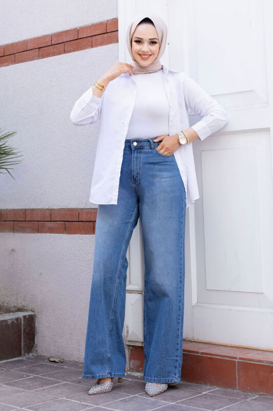 Bol Paça Cepli Kot Pantolon TSD240608 Mavi - 1