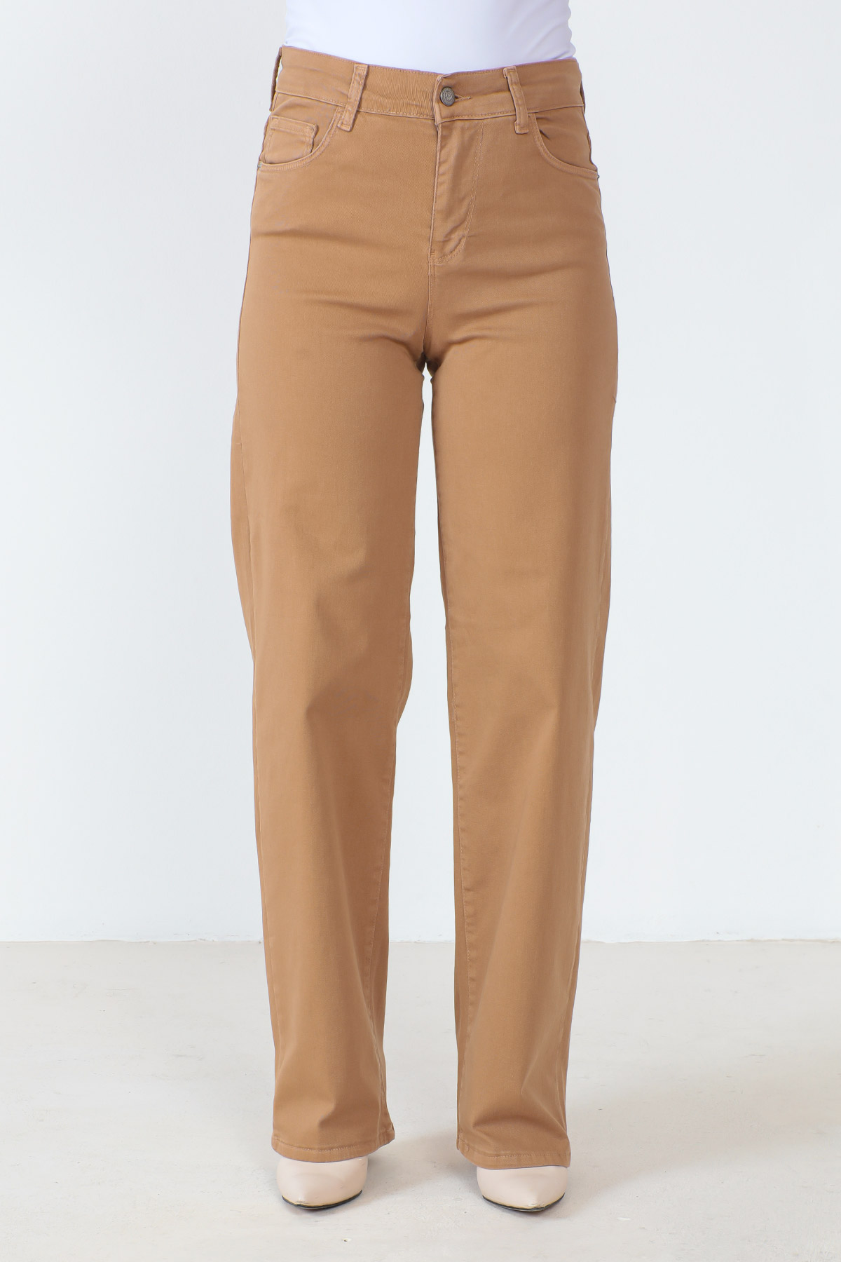 Tesettür Dünyası - Bol Paça Kot Pantolon TSD230529 Taba