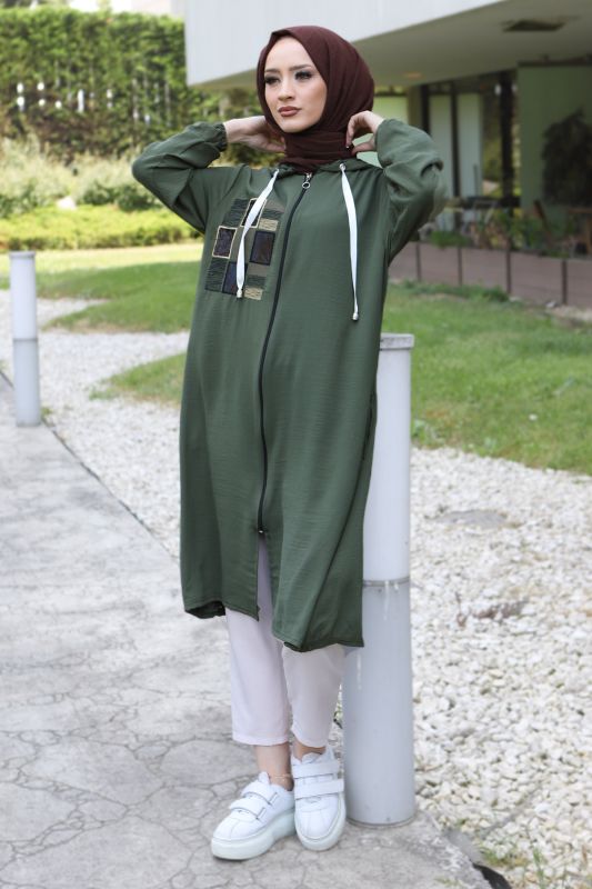 Önü Pul Detaylı Kap TSD220532 Haki - 1