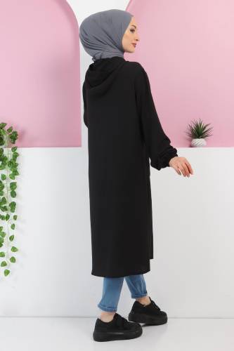 Büyük Beden Cepli Kap TSD220332 Siyah - 5