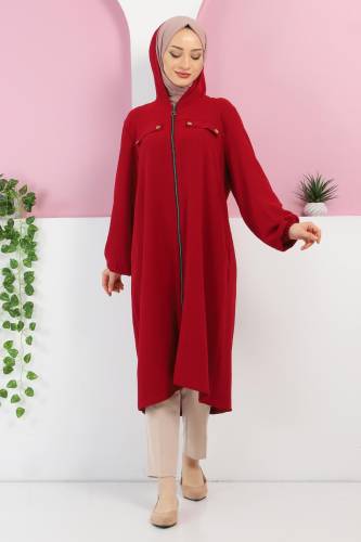 Büyük Beden Düğme Detaylı Kap TSD220331 Bordo 