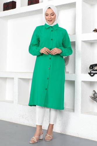 Büyük Beden Uzun Tunik TSD230362 Benetton Yeşili 