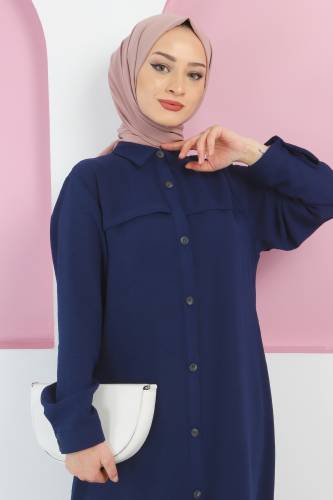 Büyük Beden Yazlık Tunik TSD220330 Lacivert 
