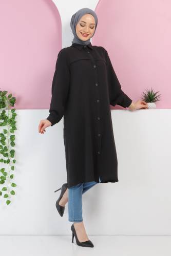 Büyük Beden Yazlık Tunik TSD220330 Siyah 