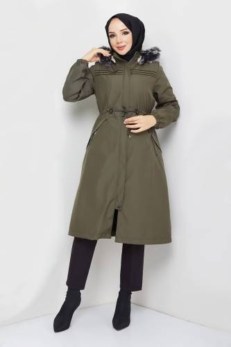 Cebi Fermuarlı Pat Detaylı Mont TSD231013 Haki 
