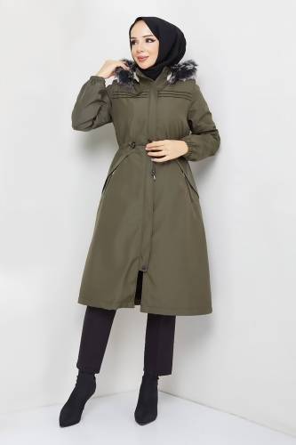 Cebi Fermuarlı Pat Detaylı Mont TSD231013 Haki - 2