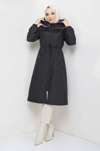 Cebi Fermuarlı Pat Detaylı Mont TSD231013 Siyah 