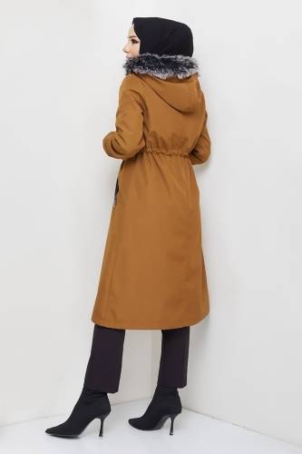 Cebi Fermuarlı Pat Detaylı Mont TSD231013 Taba - 5