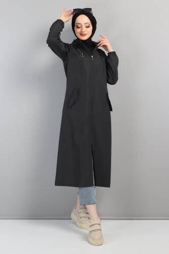 Cebi Kapaklı Trençkot TSD220436 Siyah 