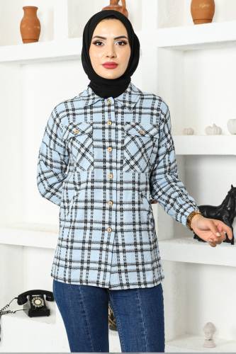 Cep Detaylı Ceket Gömlek TSD221105 Mavi 