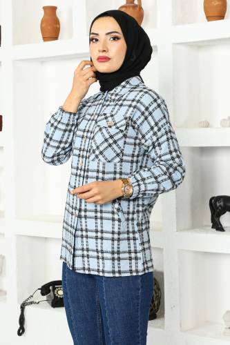 Cep Detaylı Ceket Gömlek TSD221105 Mavi - 2