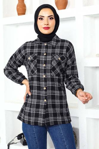 Cep Detaylı Ceket Gömlek TSD221105 Siyah 