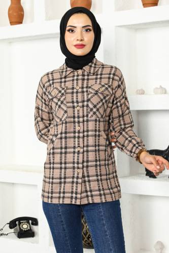 Cep Detaylı Ceket Gömlek TSD221105 Vizon - 1