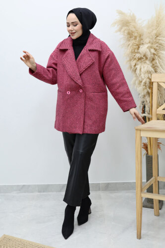 Cepli Balıksırtı Desenli Kaban TSD260129 Pembe 