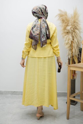 Cepli Beli Büzgülü Etekli Takım TSD260171 Sarı - 6