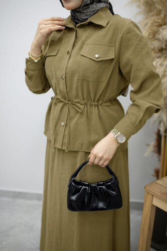 Cepli Beli Büzgülü Etekli Takım TSD260171 Yeşil - 4