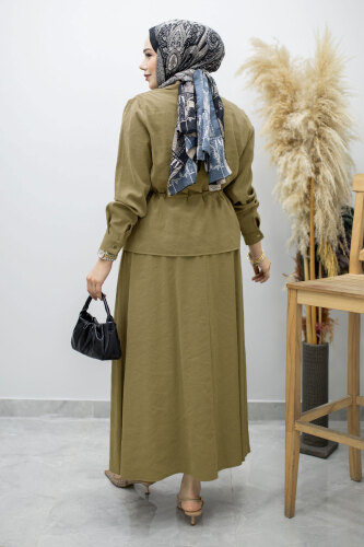 Cepli Beli Büzgülü Etekli Takım TSD260171 Yeşil - 6