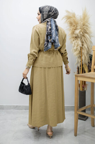 Cepli Beli Büzgülü Etekli Takım TSD260171 Yeşil - 6