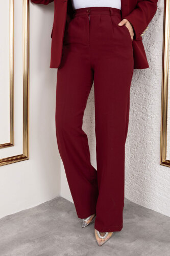 Beli Lastikli Palazzo Pantolon TSD250176 Bordo 