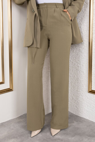 Beli Lastikli Palazzo Pantolon TSD250176 Haki 