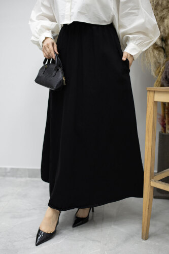 Cepli Kloş Kot Etek TSD260178 Siyah - Tesettür Dünyası (1)