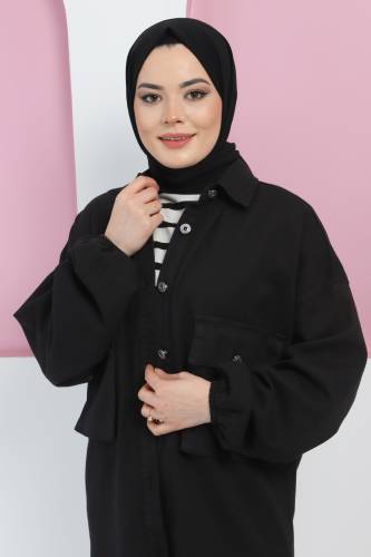 Cepli Kot Gömlek Ceket TSD220324 Siyah - 2