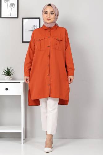 Cepli Salas Tunik Tsd2412 Turuncu Tesettur