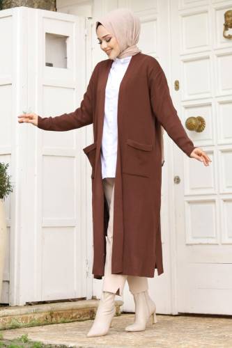 Cepli Triko Hırka TSD230718 Kahverengi 