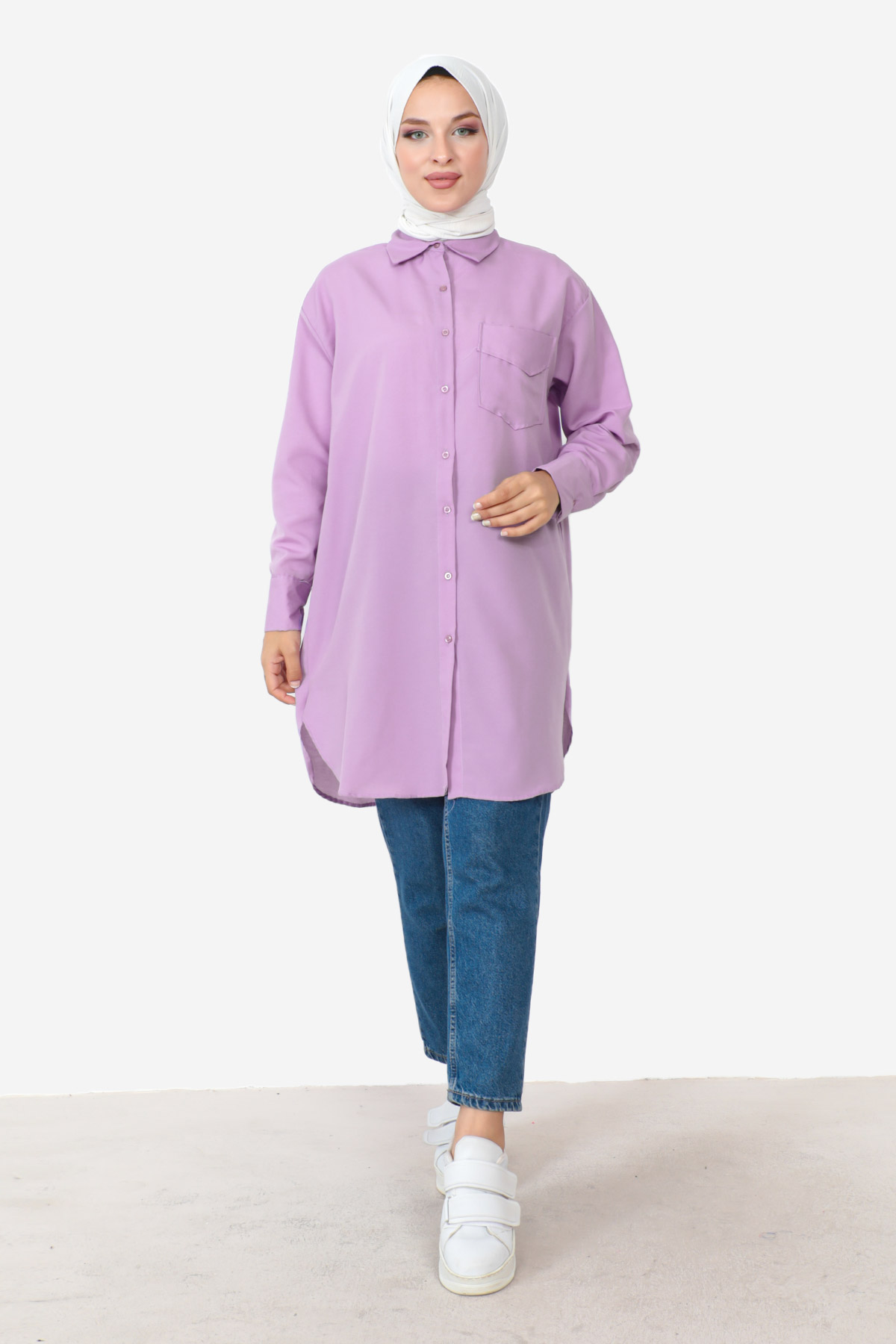 Tesettür Dünyası - Cepli Tunik TSD230903 Lila
